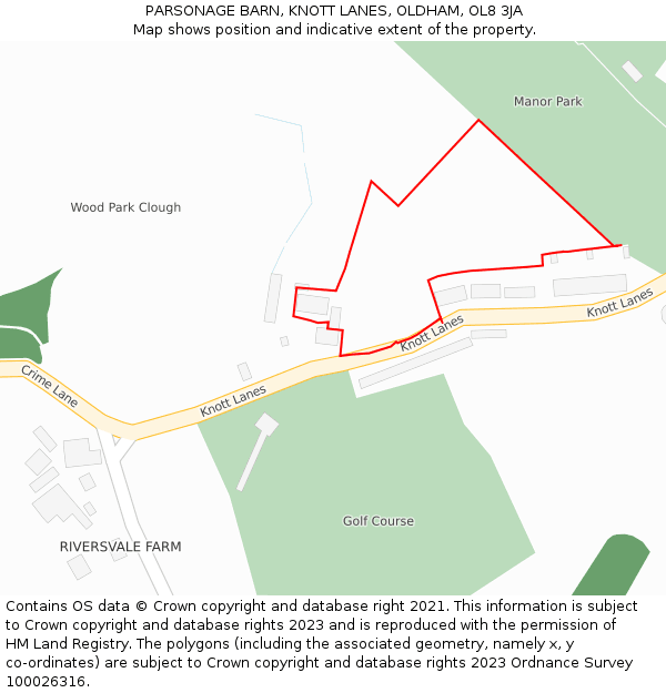 PARSONAGE BARN, KNOTT LANES, OLDHAM, OL8 3JA: Location map and indicative extent of plot