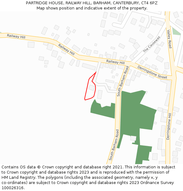 PARTRIDGE HOUSE, RAILWAY HILL, BARHAM, CANTERBURY, CT4 6PZ: Location map and indicative extent of plot