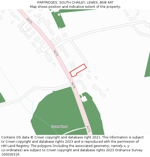 PARTRIDGES, SOUTH CHAILEY, LEWES, BN8 4AT: Location map and indicative extent of plot