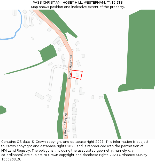 PASS CHRISTIAN, HOSEY HILL, WESTERHAM, TN16 1TB: Location map and indicative extent of plot