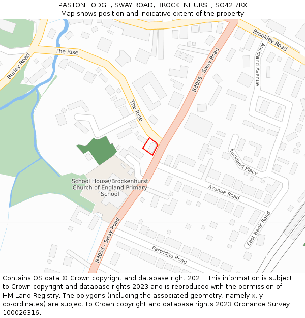 PASTON LODGE, SWAY ROAD, BROCKENHURST, SO42 7RX: Location map and indicative extent of plot