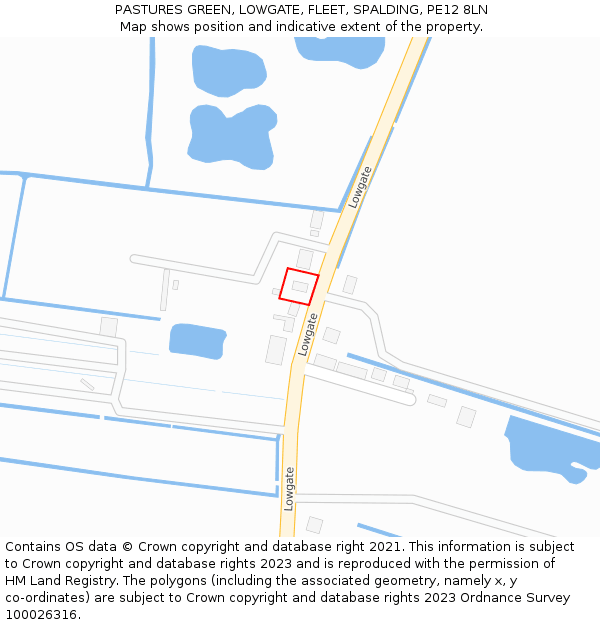 PASTURES GREEN, LOWGATE, FLEET, SPALDING, PE12 8LN: Location map and indicative extent of plot