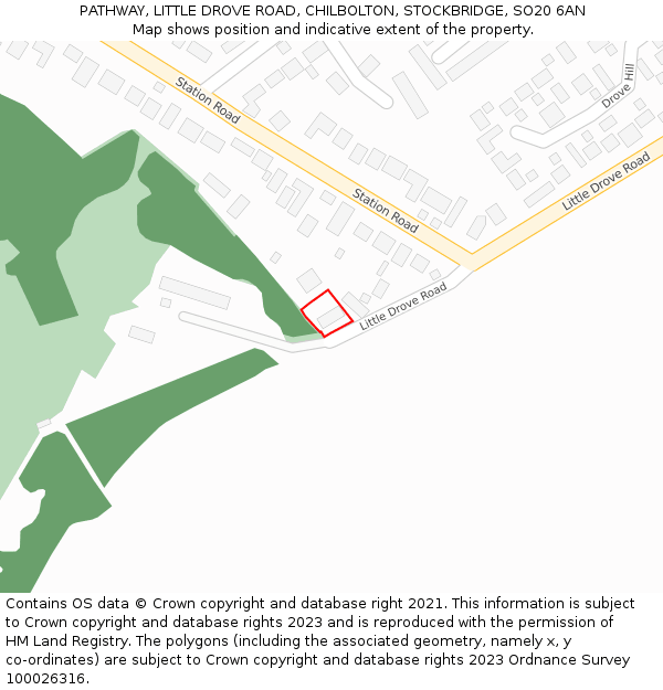 PATHWAY, LITTLE DROVE ROAD, CHILBOLTON, STOCKBRIDGE, SO20 6AN: Location map and indicative extent of plot