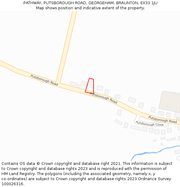 PATHWAY, PUTSBOROUGH ROAD, GEORGEHAM, BRAUNTON, EX33 1JU: Location map and indicative extent of plot