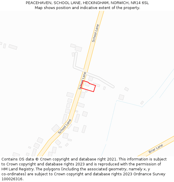 PEACEHAVEN, SCHOOL LANE, HECKINGHAM, NORWICH, NR14 6SL: Location map and indicative extent of plot