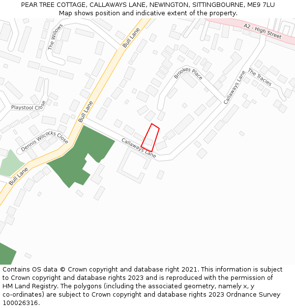 PEAR TREE COTTAGE, CALLAWAYS LANE, NEWINGTON, SITTINGBOURNE, ME9 7LU: Location map and indicative extent of plot