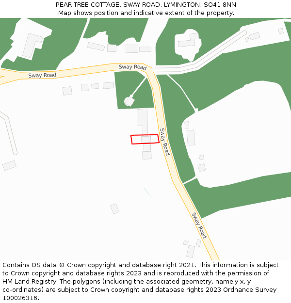 PEAR TREE COTTAGE, SWAY ROAD, LYMINGTON, SO41 8NN: Location map and indicative extent of plot