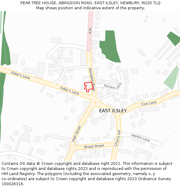 PEAR TREE HOUSE, ABINGDON ROAD, EAST ILSLEY, NEWBURY, RG20 7LQ: Location map and indicative extent of plot