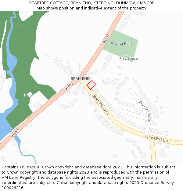 PEARTREE COTTAGE, BRAN END, STEBBING, DUNMOW, CM6 3RP: Location map and indicative extent of plot