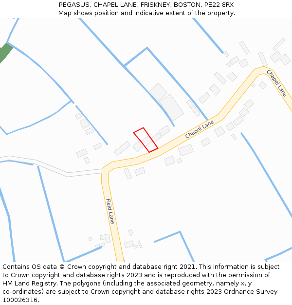 PEGASUS, CHAPEL LANE, FRISKNEY, BOSTON, PE22 8RX: Location map and indicative extent of plot