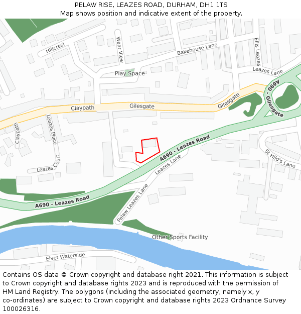 PELAW RISE, LEAZES ROAD, DURHAM, DH1 1TS: Location map and indicative extent of plot