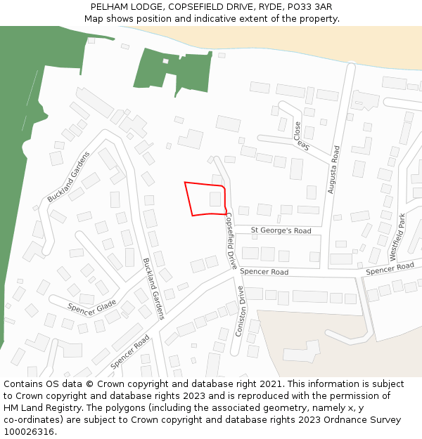 PELHAM LODGE, COPSEFIELD DRIVE, RYDE, PO33 3AR: Location map and indicative extent of plot