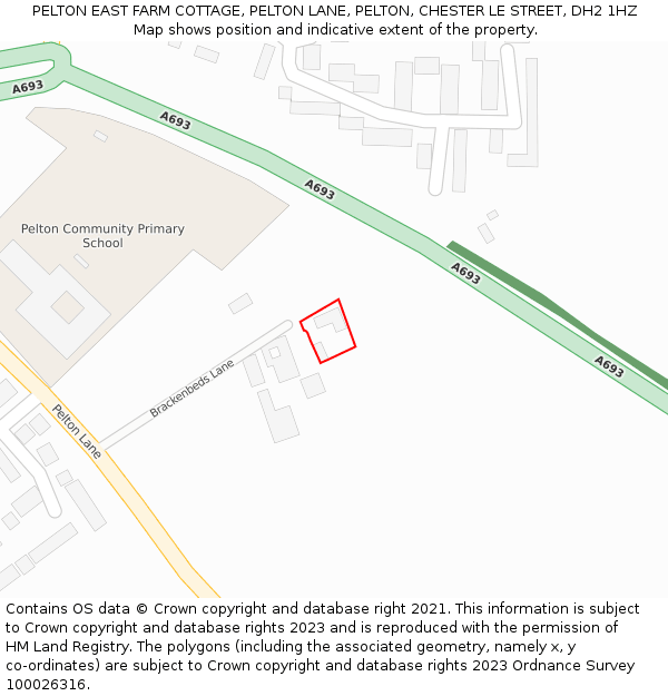 PELTON EAST FARM COTTAGE, PELTON LANE, PELTON, CHESTER LE STREET, DH2 1HZ: Location map and indicative extent of plot