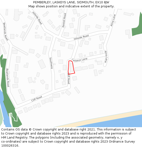 PEMBERLEY, LASKEYS LANE, SIDMOUTH, EX10 8JW: Location map and indicative extent of plot