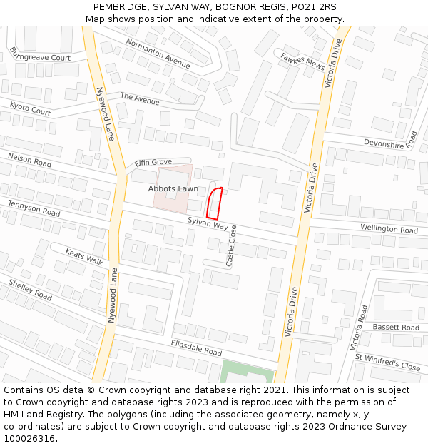 PEMBRIDGE, SYLVAN WAY, BOGNOR REGIS, PO21 2RS: Location map and indicative extent of plot