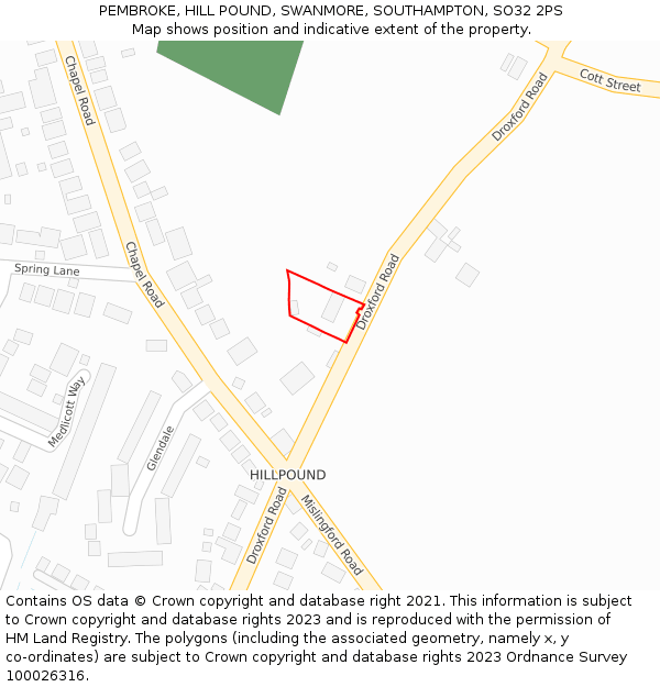 PEMBROKE, HILL POUND, SWANMORE, SOUTHAMPTON, SO32 2PS: Location map and indicative extent of plot