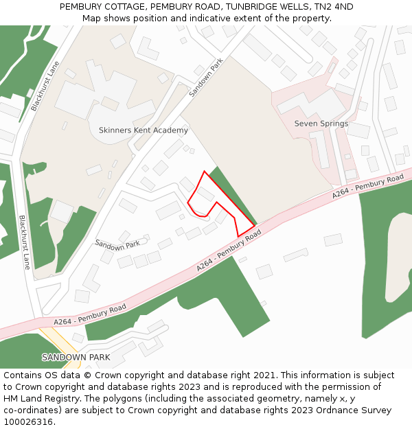 PEMBURY COTTAGE, PEMBURY ROAD, TUNBRIDGE WELLS, TN2 4ND: Location map and indicative extent of plot