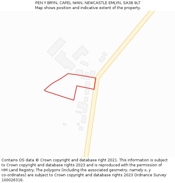 PEN Y BRYN, CAPEL IWAN, NEWCASTLE EMLYN, SA38 9LT: Location map and indicative extent of plot