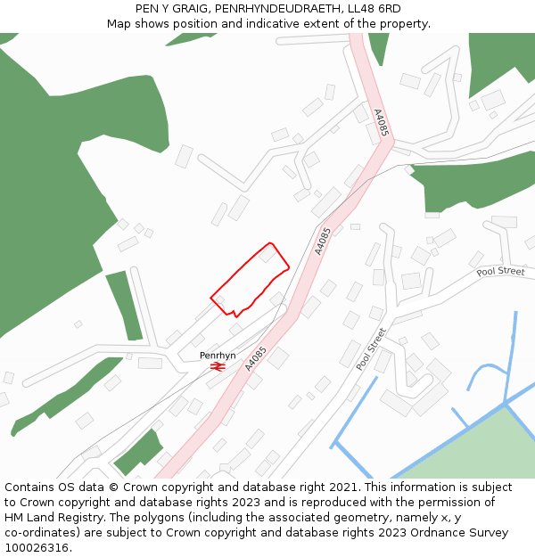 PEN Y GRAIG, PENRHYNDEUDRAETH, LL48 6RD: Location map and indicative extent of plot
