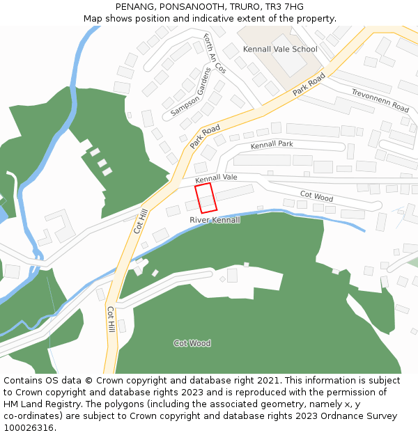 PENANG, PONSANOOTH, TRURO, TR3 7HG: Location map and indicative extent of plot