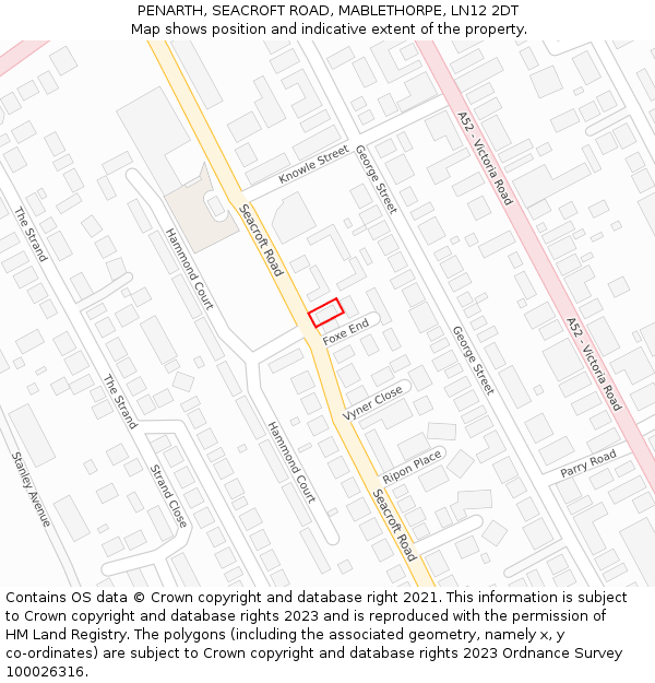 PENARTH, SEACROFT ROAD, MABLETHORPE, LN12 2DT: Location map and indicative extent of plot