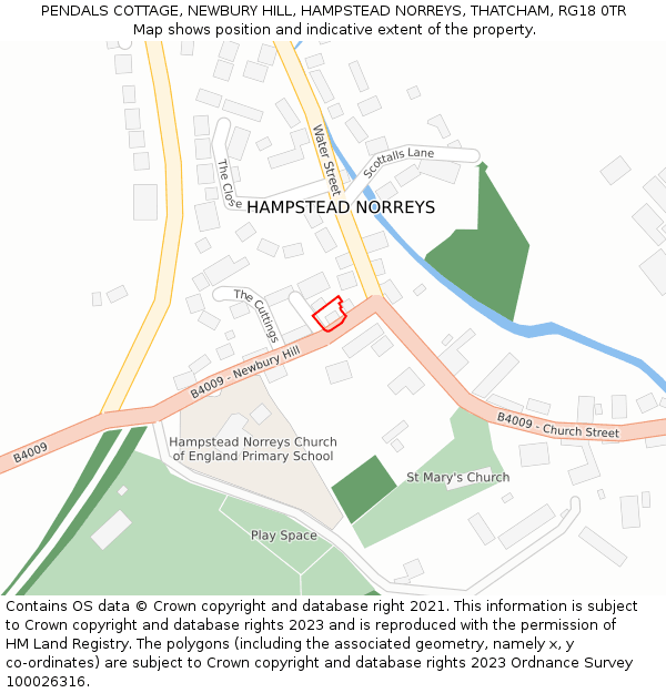 PENDALS COTTAGE, NEWBURY HILL, HAMPSTEAD NORREYS, THATCHAM, RG18 0TR: Location map and indicative extent of plot