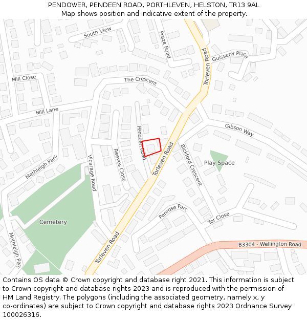 PENDOWER, PENDEEN ROAD, PORTHLEVEN, HELSTON, TR13 9AL: Location map and indicative extent of plot