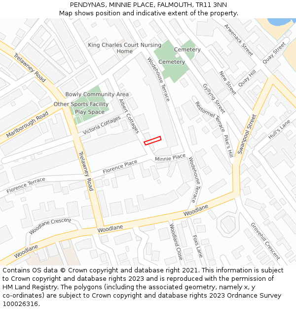 PENDYNAS, MINNIE PLACE, FALMOUTH, TR11 3NN: Location map and indicative extent of plot