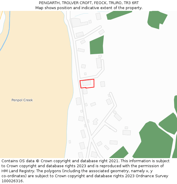 PENGARTH, TROLVER CROFT, FEOCK, TRURO, TR3 6RT: Location map and indicative extent of plot