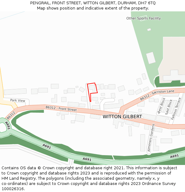 PENGRAIL, FRONT STREET, WITTON GILBERT, DURHAM, DH7 6TQ: Location map and indicative extent of plot