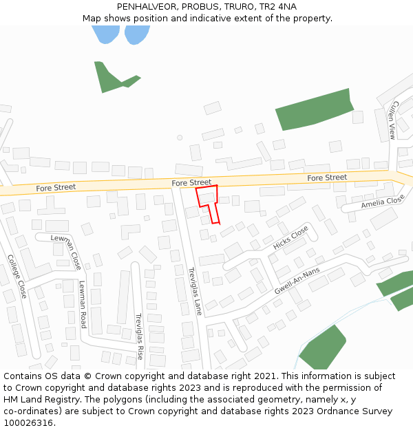 PENHALVEOR, PROBUS, TRURO, TR2 4NA: Location map and indicative extent of plot