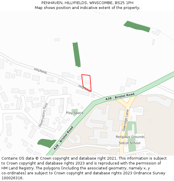 PENHAVEN, HILLYFIELDS, WINSCOMBE, BS25 1PH: Location map and indicative extent of plot