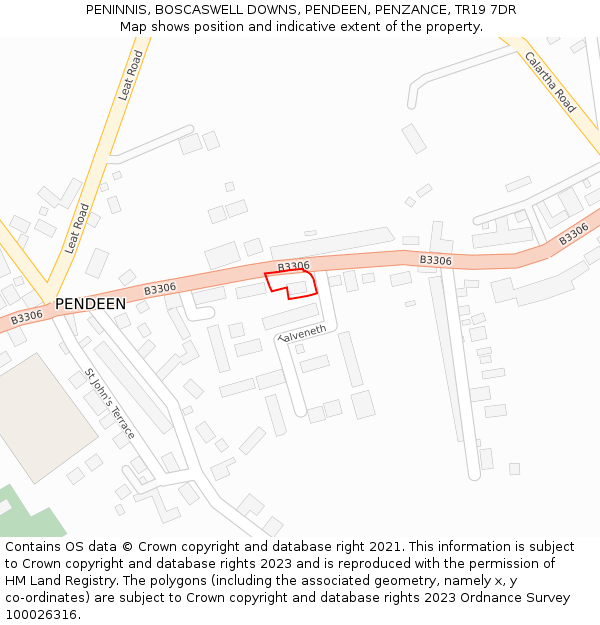 PENINNIS, BOSCASWELL DOWNS, PENDEEN, PENZANCE, TR19 7DR: Location map and indicative extent of plot