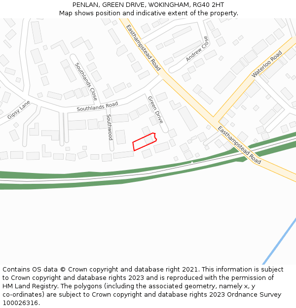 PENLAN, GREEN DRIVE, WOKINGHAM, RG40 2HT: Location map and indicative extent of plot