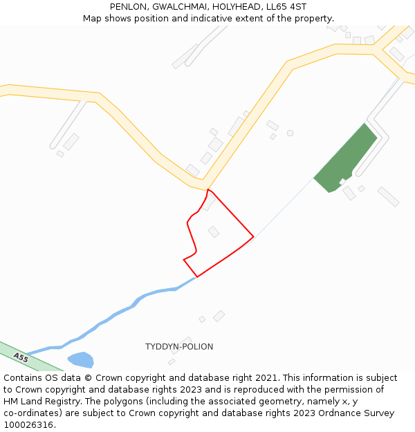 PENLON, GWALCHMAI, HOLYHEAD, LL65 4ST: Location map and indicative extent of plot