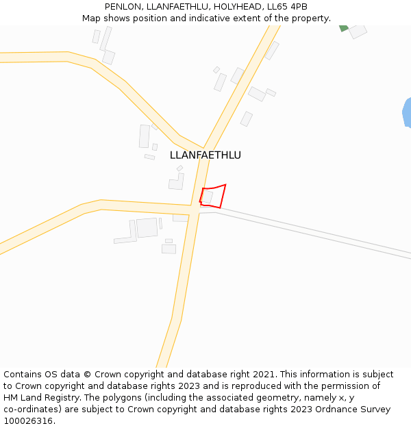 PENLON, LLANFAETHLU, HOLYHEAD, LL65 4PB: Location map and indicative extent of plot