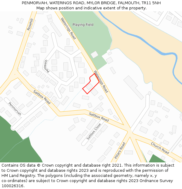 PENMORVAH, WATERINGS ROAD, MYLOR BRIDGE, FALMOUTH, TR11 5NH: Location map and indicative extent of plot