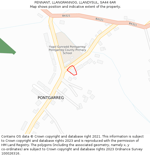 PENNANT, LLANGRANNOG, LLANDYSUL, SA44 6AR: Location map and indicative extent of plot