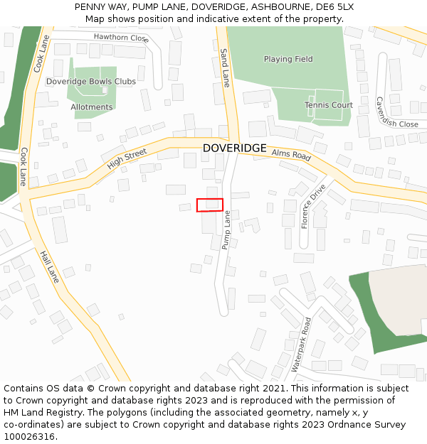 PENNY WAY, PUMP LANE, DOVERIDGE, ASHBOURNE, DE6 5LX: Location map and indicative extent of plot