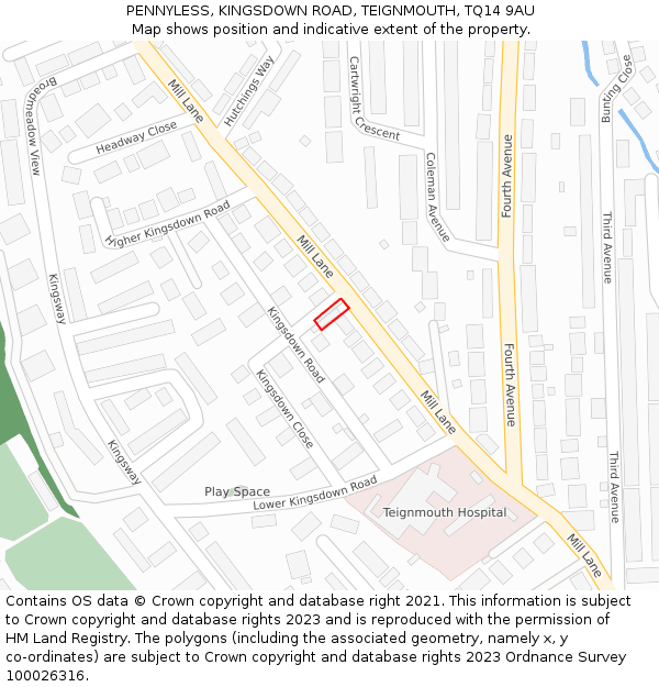 PENNYLESS, KINGSDOWN ROAD, TEIGNMOUTH, TQ14 9AU: Location map and indicative extent of plot