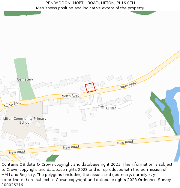 PENRADDON, NORTH ROAD, LIFTON, PL16 0EH: Location map and indicative extent of plot