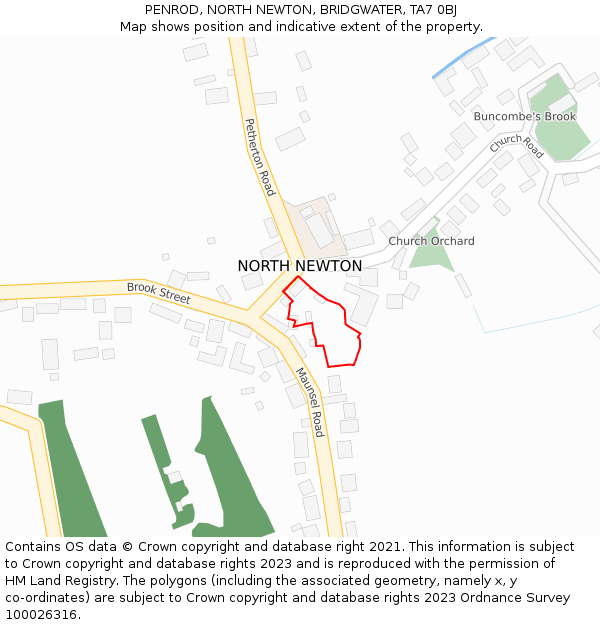 PENROD, NORTH NEWTON, BRIDGWATER, TA7 0BJ: Location map and indicative extent of plot