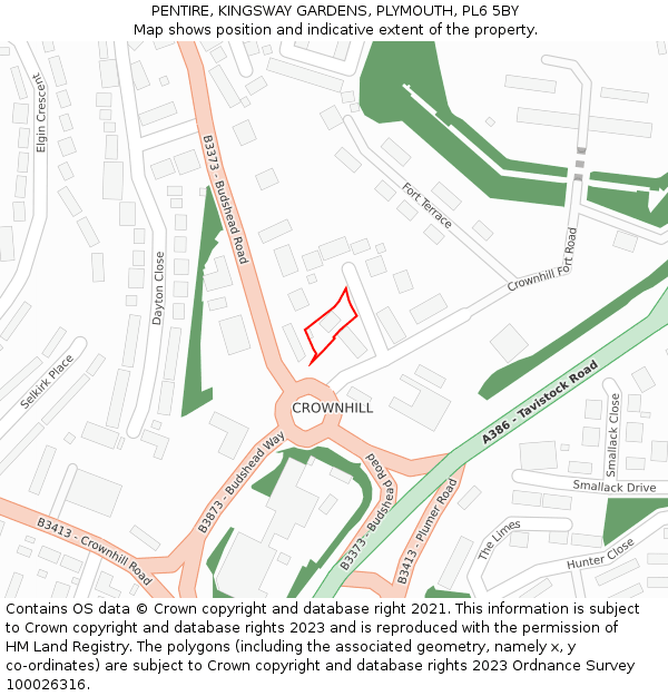 PENTIRE, KINGSWAY GARDENS, PLYMOUTH, PL6 5BY: Location map and indicative extent of plot