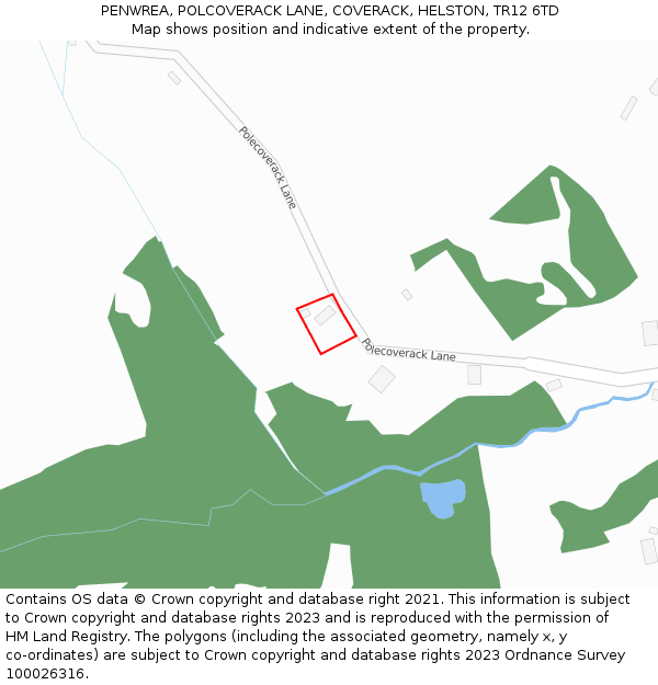 PENWREA, POLCOVERACK LANE, COVERACK, HELSTON, TR12 6TD: Location map and indicative extent of plot