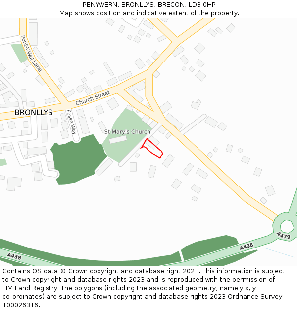 PENYWERN, BRONLLYS, BRECON, LD3 0HP: Location map and indicative extent of plot