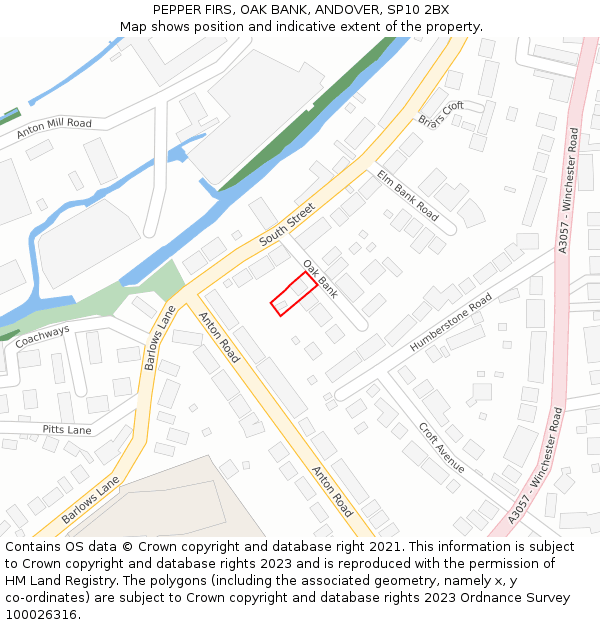 PEPPER FIRS, OAK BANK, ANDOVER, SP10 2BX: Location map and indicative extent of plot
