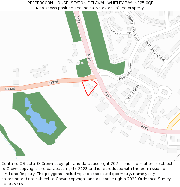 PEPPERCORN HOUSE, SEATON DELAVAL, WHITLEY BAY, NE25 0QF: Location map and indicative extent of plot