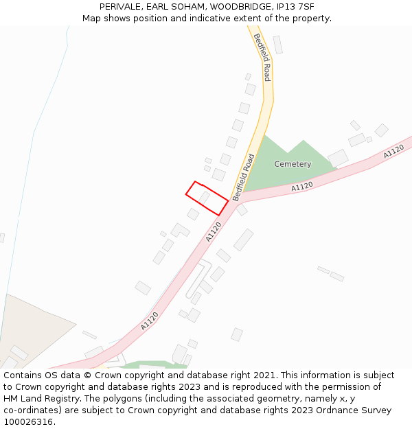 PERIVALE, EARL SOHAM, WOODBRIDGE, IP13 7SF: Location map and indicative extent of plot