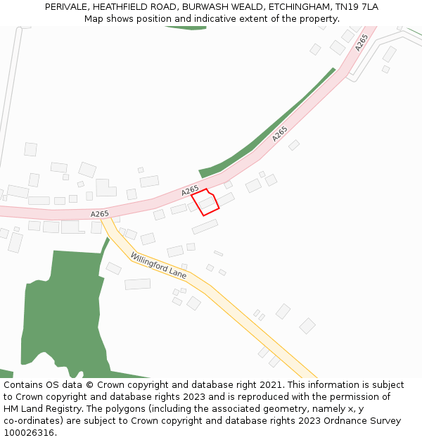 PERIVALE, HEATHFIELD ROAD, BURWASH WEALD, ETCHINGHAM, TN19 7LA: Location map and indicative extent of plot