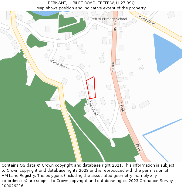 PERNANT, JUBILEE ROAD, TREFRIW, LL27 0SQ: Location map and indicative extent of plot